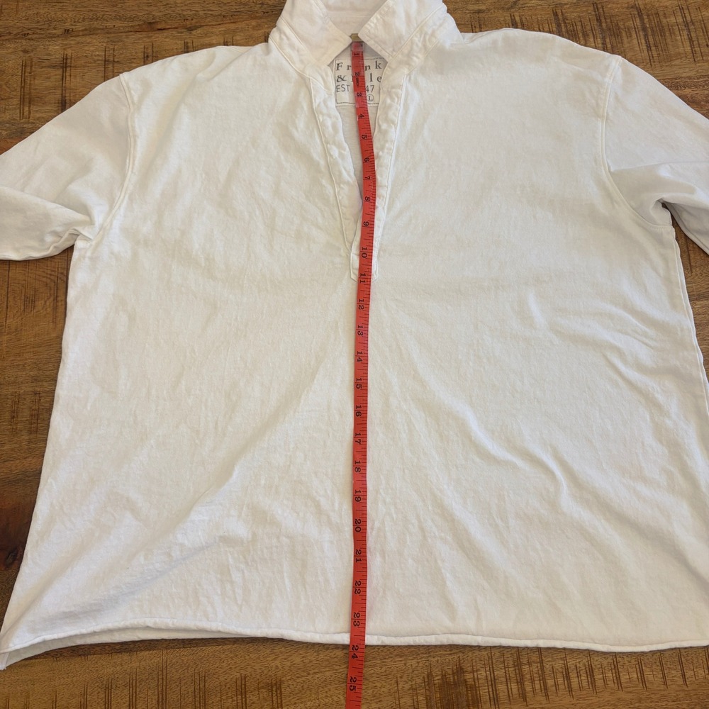 Frank & Eileen Patrick Popover Henley L Vintage Jersey White Cotton Minimalist - Picture 10 of 12